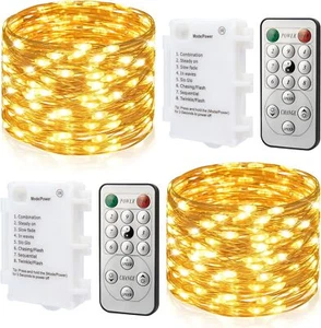 Battery Christmas Lights Indoor Outdoor 2x 50LED Decorations Tree for Windows 6M - Picture 1 of 21