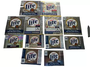 (12) DIFF (V) MILLER LITE 12,22,32, & 40oz BEER LABELS -MILWAUKEE, WI- MINT - Picture 1 of 1