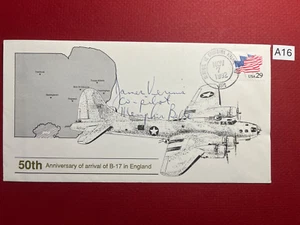 A16 First Day Cover 50th Anniv 1992 B-17 Memphis Belle ENG Signed James Verinis - Picture 1 of 6