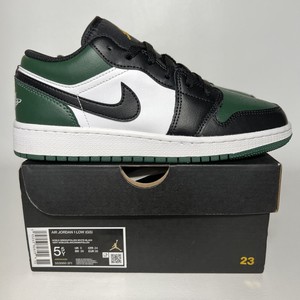 Jordan 1 Low White Lucky Green Tumbled Leather (GS) - 553560-129