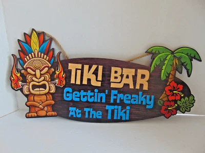 Gettin' Freakey at the Tiki Hawaiian Luau Pool Party Sign & Decorations Kit NEW - Image 1 of 4
