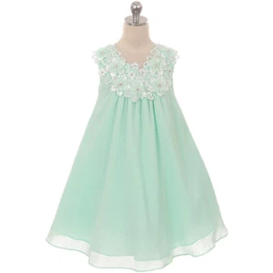 MINT Size 12 A-Line Midi Chiffon Flower Girl Dress Recital Birthday Party - Bild 1 von 3