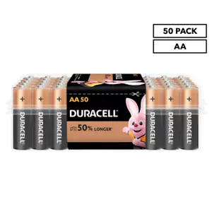 Duracell AA Batteries Copper Top Long-lasting New Genuine Alkaline Power 50 Pack - Picture 1 of 6