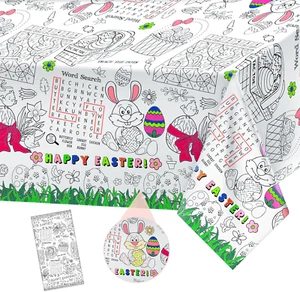 1 Pack Happy Easter Coloring Tablecloth for Kids - Giant Easter Color-In Paper P - Picture 1 of 7
