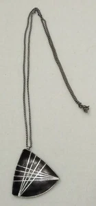 Vtg Signed Jorgen Jensen Modernist Abstract Denmark Pewter Pendant Necklace - Picture 1 of 4