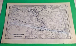 Rara Mappa Ferroviaria 1903 di LEHIGH VALLEY R.R. Routes & It's Connections Penn & NY - Foto 1 di 6