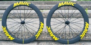 MAVIC COSMIC SLR65 DISC WHEEL Special Makeup Yellow Decal F/R PAIR SET - Picture 1 of 12