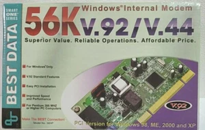 Vtg Best data windows internal modem 56K v.92/v.44 PCI Windows 98 ME 2000 XP - Picture 1 of 2