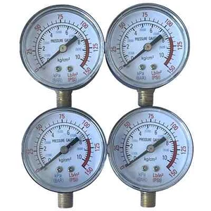 4PC Air Compressor Gauges Hydraulic Gauges 2" Face Side Mount 1/8"NPT 0-150 PS - Picture 1 of 11