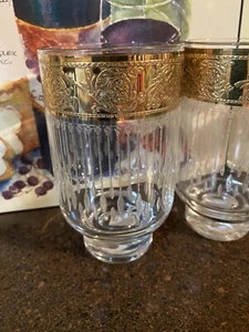 4 Culver Tyrol Starlight 24 Karat Gold Encrusted Slant Glasses - Picture 1 of 8