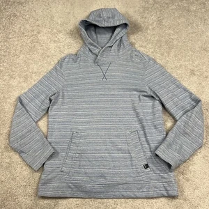 Prana Hoodie Mens Large Blue Stripes Pullover Sweatshirt Outdoors Organic Cotton - Picture 1 of 15