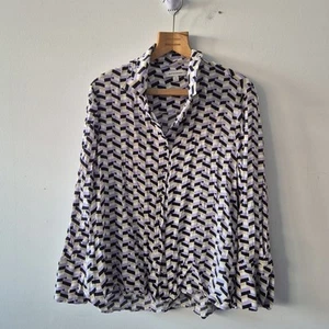 Ladies Top Size 24 Marks And Spencer Black Purple Blouse Smart Day Office Work - Picture 1 of 9