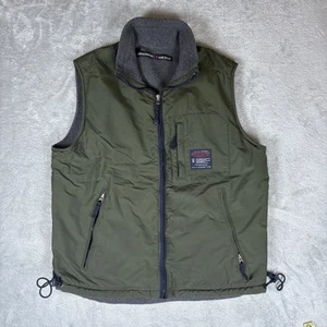 Abercrombie & Fitch Vest Mens M Green Reversible Full Zip Fleece Outdoor Y2K - Picture 1 of 6