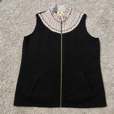 Chaleco Mujer Woolrich Cremallera Completa Talla L 100% Lana Fair Isle Negro Rojo Granny Core Foto 1 de 4