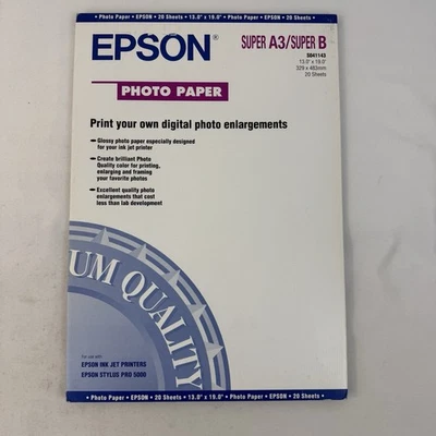 Epson Super A3/ Super B Glossy Photo Quality Ink Jet Paper 20 Sheets 13” x 19” - Image 1 of 4