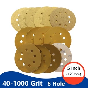 5 "(125mm)8 Hole yellow Sand Polishing Rotary Round Dry Sanding Sandpaper Disc - Picture 1 of 14