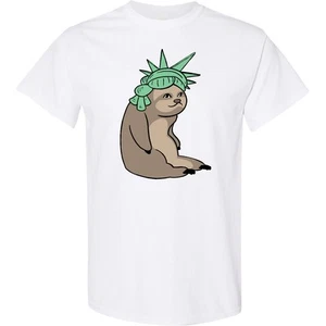 T-Shirt Inktastic Fourth Of July Faultier Lady Liberty Feuerwerk lustig süß Parade - Bild 1 von 10