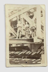 Small Old Black & White Photo Men Standing on Beam of an Emergency Gate - Picture 1 of 3