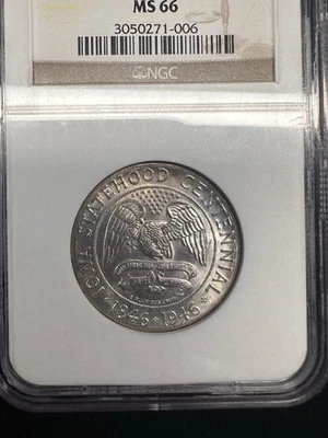 1946 Iowa Commemorative Half Dollar NGC MS 66 Great Toning! - Image 1 of 4