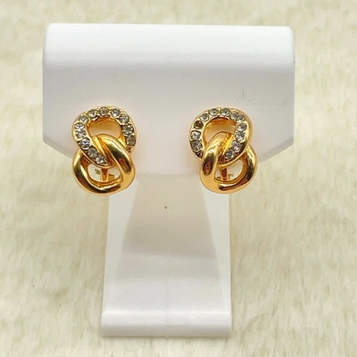 Auténticos Pendientes Christian Dior Vintage Estrás Clip-on Oro 3.79G i110980 Foto 1 de 4