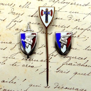 WWII, Vichy. Legion Française des Combattans. Antique Enamel Brooch and Medal. - Picture 1 of 5