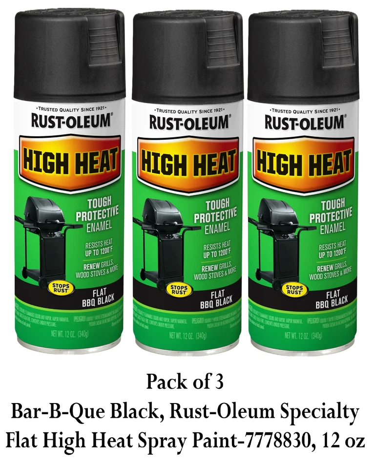 Rust-oleum High Heat Bar-B-Que Black Flat Spray Paint 12 Oz (Pack of 3) - Image 1 of 1