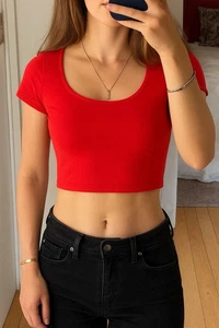Primark Cares Women’s Cropped Neon Red Top Size S - Picture 1 of 6