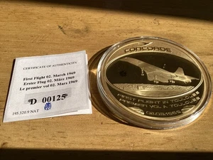 Moneda Concorde Conmemorativa Edición Limitada Placa Oro Primer Vuelo Toulouse 2/3/1969 125 - Imagen 1 de 9