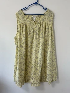vintage adonna nightgown women's short dress floral yellow blue size 3x cotton - Picture 1 of 6