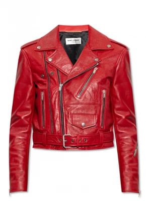 36FR - Saint Laurent Saint Laurent Chaqueta motera de cuero ROJA - NUEVA CON ETIQUETAS 693018 Foto 1 de 4