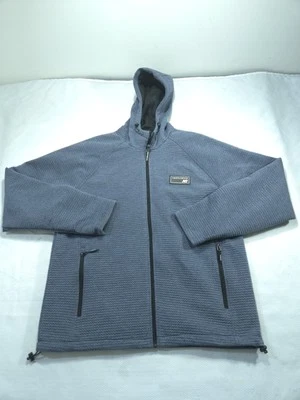 New Balance Jacket Mens Large Blue Fleece Coat Hoodie Ribbed Gray Stretch  - Image 1 of 4
