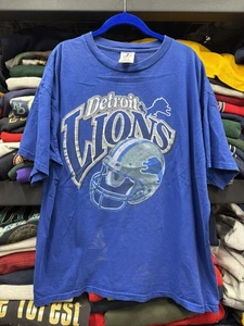 Gr. XL - RARE Vintage 90s 1997 NFL Detroit Lions Football Helmet Tee Blue - Bild 1 von 9