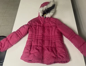 London Fog Giubbotto imbottito invernale con cappuccio zip intera rosa giovane piccolo 7-8 - Foto 1 di 10