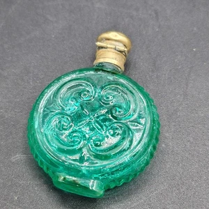 Antique Emerald Green Glass White Scent/Perfume Bottle 3” 19thC - Bild 1 von 7