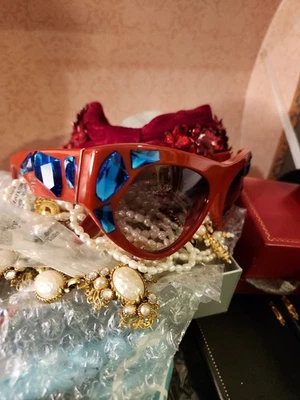 Gafas de sol para mujer Prada PR21Q SMN0A7 rojo azul cristal 56 mm ojo de gato Italia” Foto 1 de 4