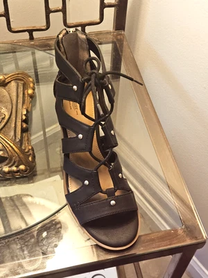 Bass  Strappy Vegan Leather  Stacked Block Heel Sandals Black size 7.5 M - Image 1 of 4