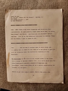 1990 JOHN MACARTHUR MASTER'S COLLEGE Grace To You SCRIPT Happy ARE The Hungry - Picture 1 of 8