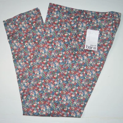 Pantalones de vestir BAR III ajustados elásticos de algodón floral frente plano talla 33 x 32 nuevos con etiquetas Foto 1 de 4