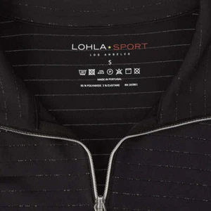 Neu mit Etikett Damen LOHLA SPORT schwarz & silber Gwen Langarm angedeutetes Golfshirt S & M - Bild 1 von 3