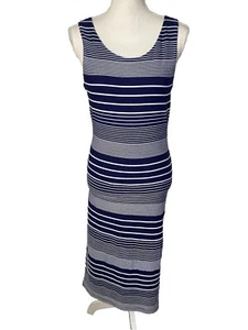 NWT Maeve Edisto Column Women’s Dress Navy blue white striped Size Medium - Picture 1 of 11