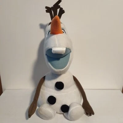 Disney Frozen 14.5” Olaf Plush Stuffed Animal Sitting Mouth Open Buttons Askew - Image 1 of 4