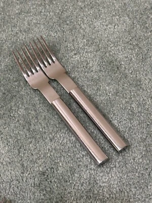 2 Boda Nova Stainless Flatware Oval Steel Handles Salad Forks 6 1/2" OK Shape - Image 1 of 4