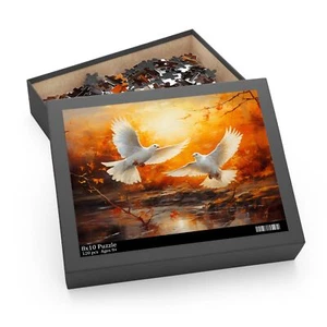 Serene Autumn Puzzle with White Pigeons - High-Quality Jigsaw in 3 Sizes - Picture 1 of 3