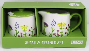Lang Embossed Spring Flowers- Sugar Bowl & Creamer Set - Hand Painted - New - Picture 1 of 4