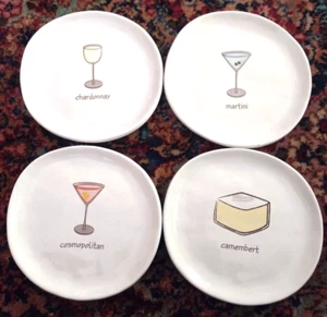 M Studios Cosmopolitan, Martini, Chardonnay & Camembert 7,75" Snackteller Set - Bild 1 von 4