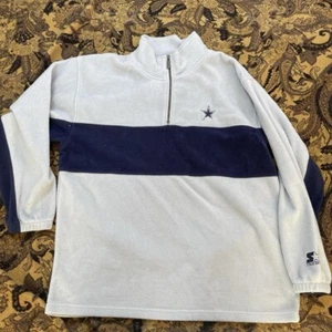 Vtg 90s Starter NFL Dallas Cowboys 1/4 Zip Up Fleece Mens Size XL Gray - Picture 1 of 7