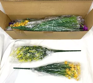 Ageomet 9pcs Artificial Flowers Yellow & Purple - Picture 1 of 3