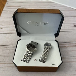 Geneva Classic Collection Quartz Watch Gift Set Box Men Women His/Her Couple NOS - Picture 1 of 5