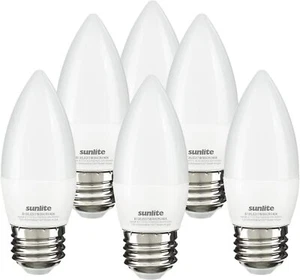 LED B13 Frosted Chandelier Torpedo Bulb 7W(60W=) E26 4000K Cool White 6-Pack - Picture 1 of 1