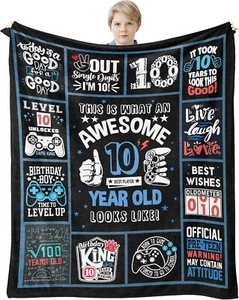 Birthday Gifts for 10 Year Old Boy, 10 Boy 60" x 50", Blue-10th - Picture 1 of 7